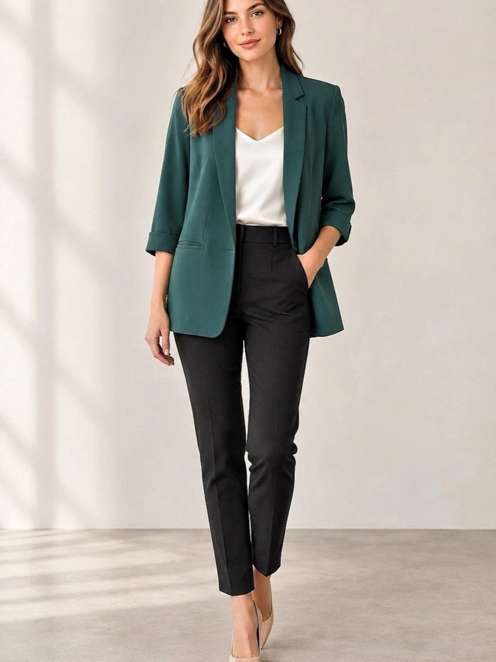 Express Green Open Front Blazer Like New